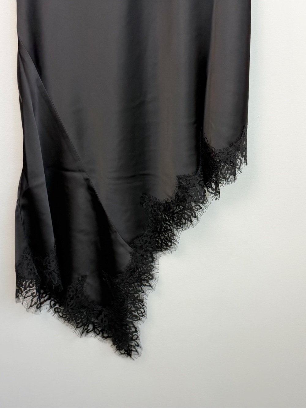 NWT REVOLVE Camila Coelho black satin lace silky asymmetrical slip dress M - Picture 8 of 14